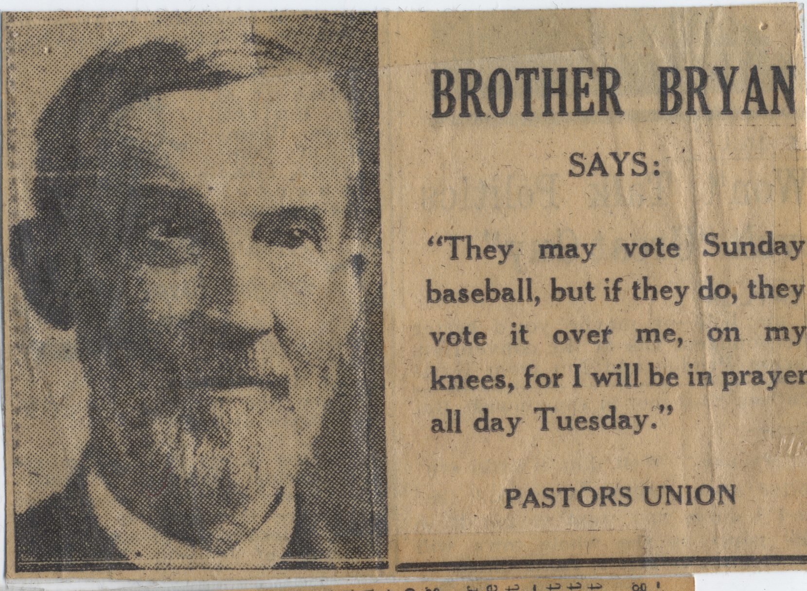 Vote for Sunday baseball